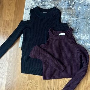 Two cold shoulder sweaters